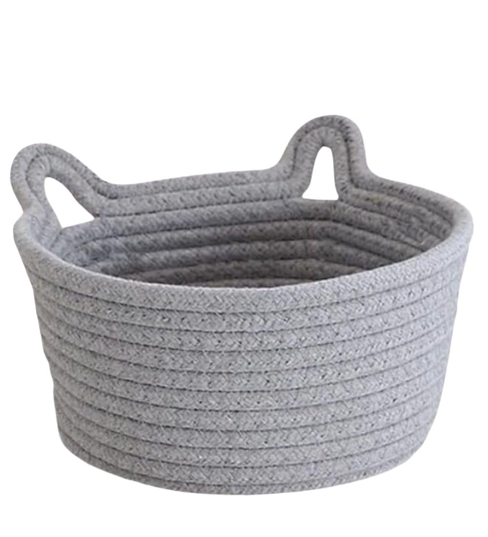 Generic Cotton Pack Of_1 Plain Cat Basket 9x5 Inch (Grey)-PID66439