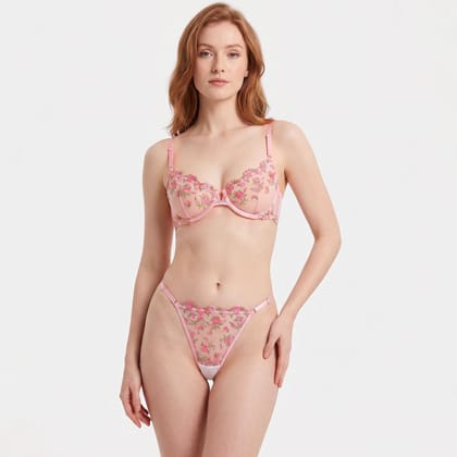 LOVEBIRD Transparent Bra Panty Thong Set Fancy THS2607