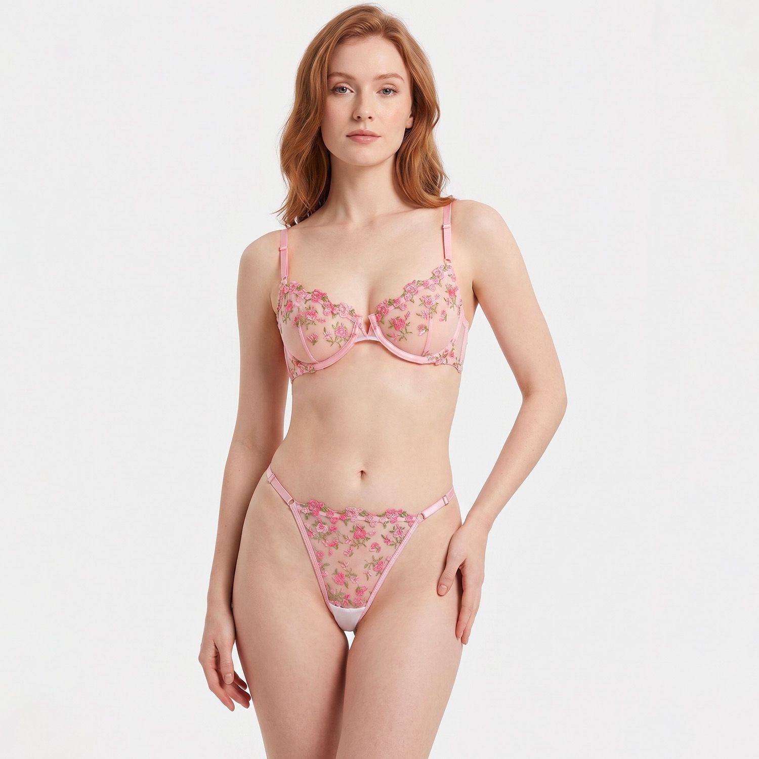 LOVEBIRD Transparent Bra Panty Thong Set Fancy THS2607