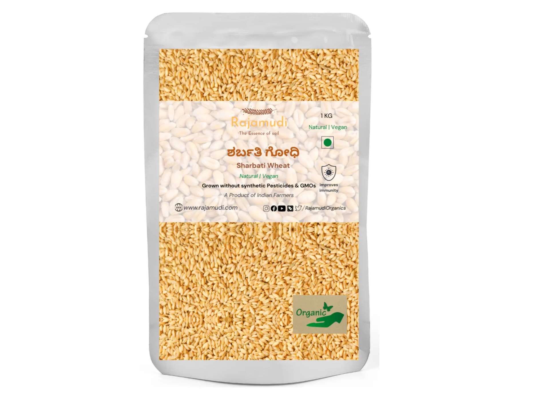 Rajamudi Organics Organic Wheat Sharbati  - 1 Kilogram