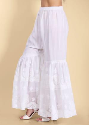 Roshan Hand Embroidered Georgette  Flared Garara with Lining