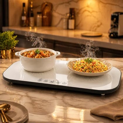 Electric Food Warming Tray with Double Heating Plate | Constant Temperature Food Warmer & Hot Plate | Anti-Scald Portable Serving Tray for Kitchen, Home & Office (Color May Vary) Electric Food Warming Tray with Double Heating Plate | Constant Temperature Food Warmer & Hot Plate | Anti-Scald Portable Serving Tray for Kitchen, Home & Office (Color May Vary)