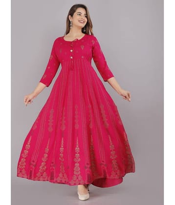 ANNEIV - Pink Rayon Women's Anarkali Kurti ( Pack of 1 )