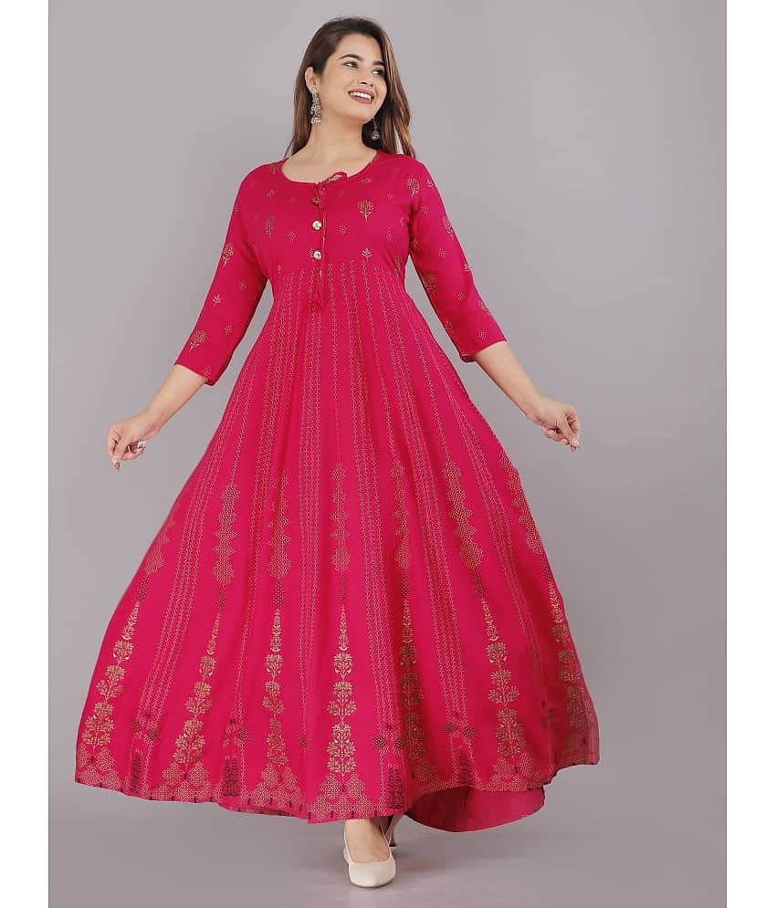 ANNEIV - Pink Rayon Women's Anarkali Kurti ( Pack of 1 )