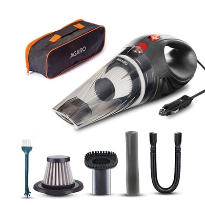 AGARO Car Vacuum Cleaner, Portable, Handheld, 12V DC /106W, 4.5KPA Power Socket, 14.7ft Long Cord,Stainless Steel Filter, Black CV1077