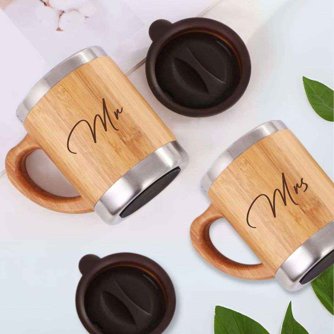Mr & Mrs Bamboo Mug Combo : Thoughtful Gifts for Couples