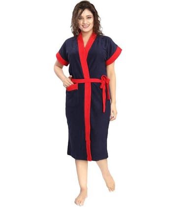 Poorak Blue Free Size Bathrobe ( Pack of 1 )