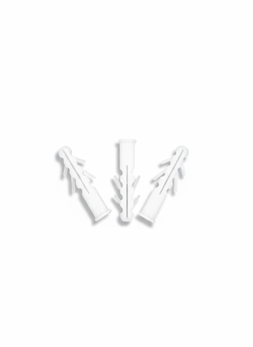 Plastic Wall Plugs/Nylon Sleeves/Raw Plug/Nylon Plugs/Nylon Wall Plugs/Screw Sleeve/Gitti set of 100 Pcs/ 35 x 8 mm, White