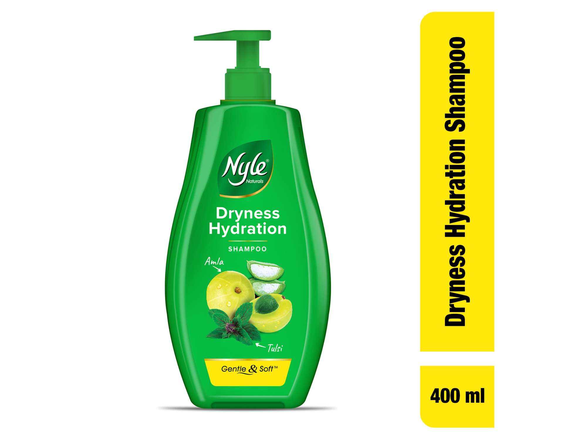 Nyle Naturals Dryness Hydration Shampoo, with Tulsi, Amla and Aloe Vera, pH Balanced and Paraben Free, For Men & Women, 400 ml