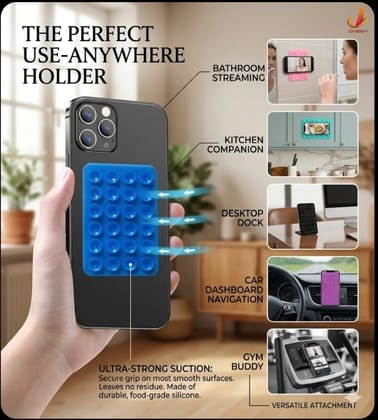 Silicone Suction Phone Holder | Reusable Stick-On Mobile Mount for Selfies, Videos, Mirror & Desk Use (2 Pcs | Random Color)