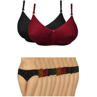 Minha 2 padded bra and 3 cotton panty set