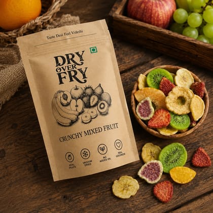 Dry Over Fry Crunchy Mixed Fruit, Vacuum Dried Ready-to-Eat Fruit Snack, 75 g