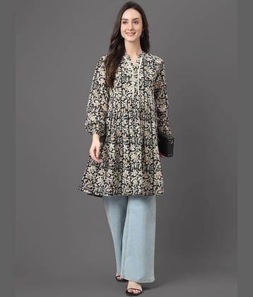 Janasya Women's Cotton Tunic ( Black )