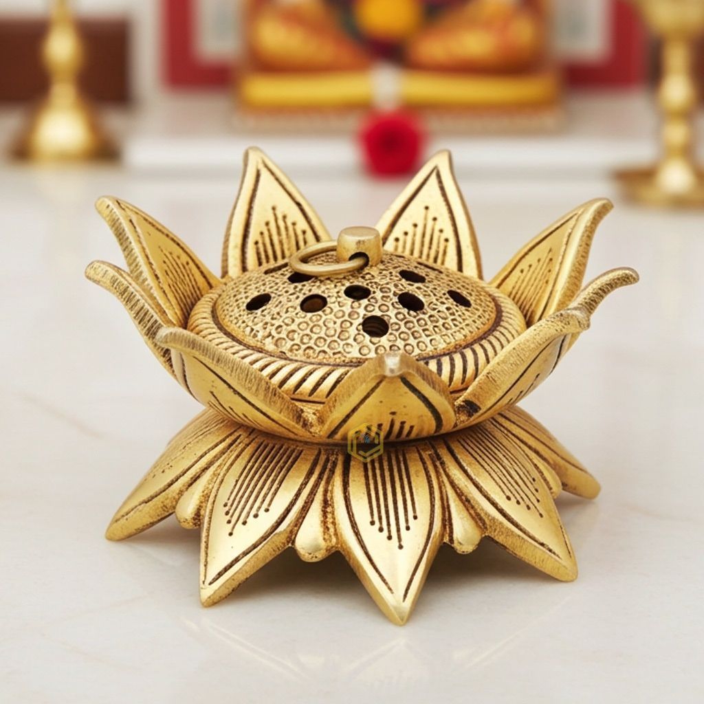 Brass Dhoop Dhaani, Luab Dan or Loban Holder Home Temple Decor, Height : 2.5 Inch (BSMAS1580 D)
