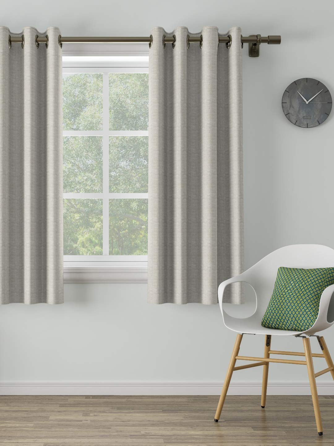 DDECOR - 100% PolyesterPlain And Texture PatternWindow 5 Ft|135 CM X 160 CM| - White