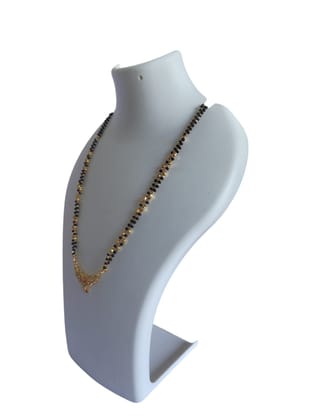 Black Beads Necklace with Golden Beads and Pendant