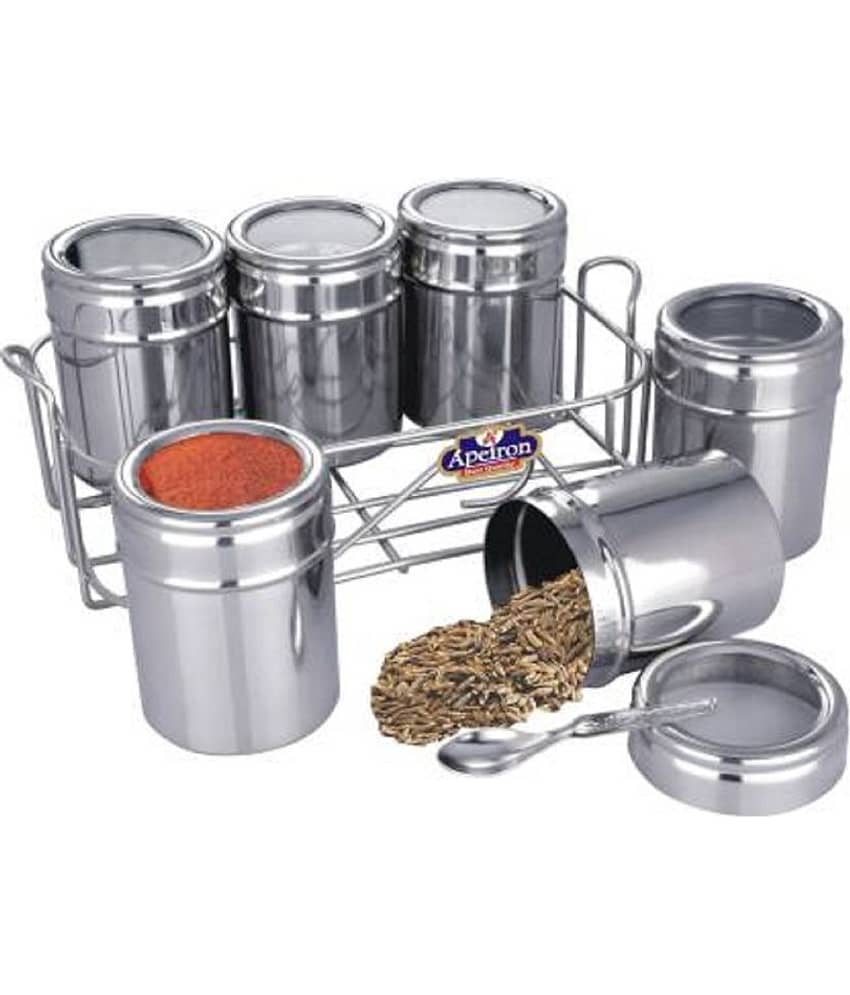 APEIRON Masala dabba Steel Spice Container Set of 6 1050 mL