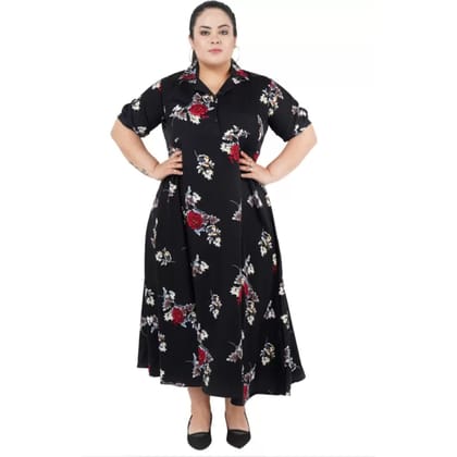 Women's Polyester Fit and Flare Black Dress Size 4XL (Black)