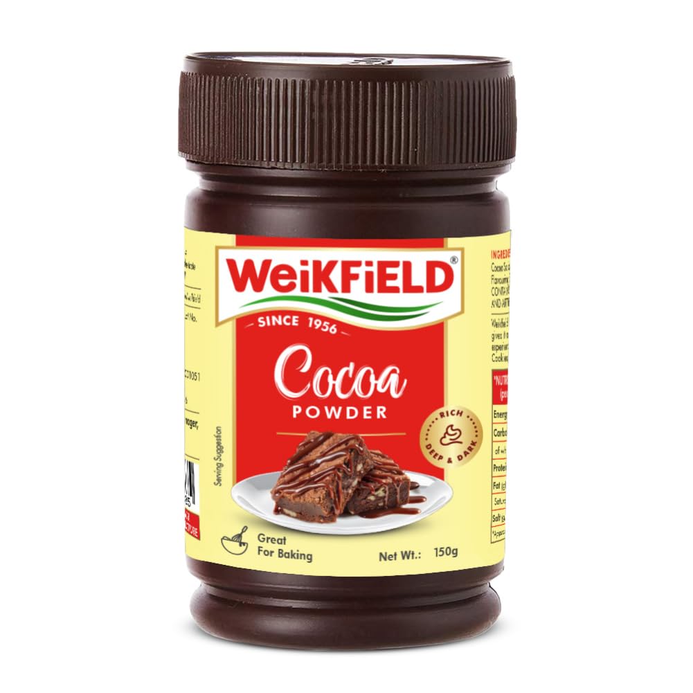 Weikfield Cocoa Powder | Rich & Decadent Pure Cocoa Powder | Comes in a Reusable Poly Jar | 150g Jar