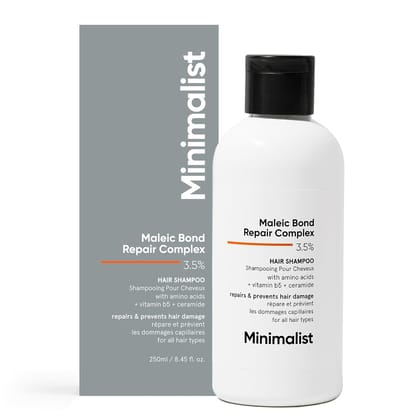 Minimalist Bond Repair Shampoo for Damaged & Chemically Treated Hair | Maleic Acid + Amino Acids + Ceramides | Strengthens Hair, Reduces Breakage | Sulfate-Free Repair Care | 250 ml Minimalist Bond Repair Shampoo for Damaged & Chemically Treated Hair | M