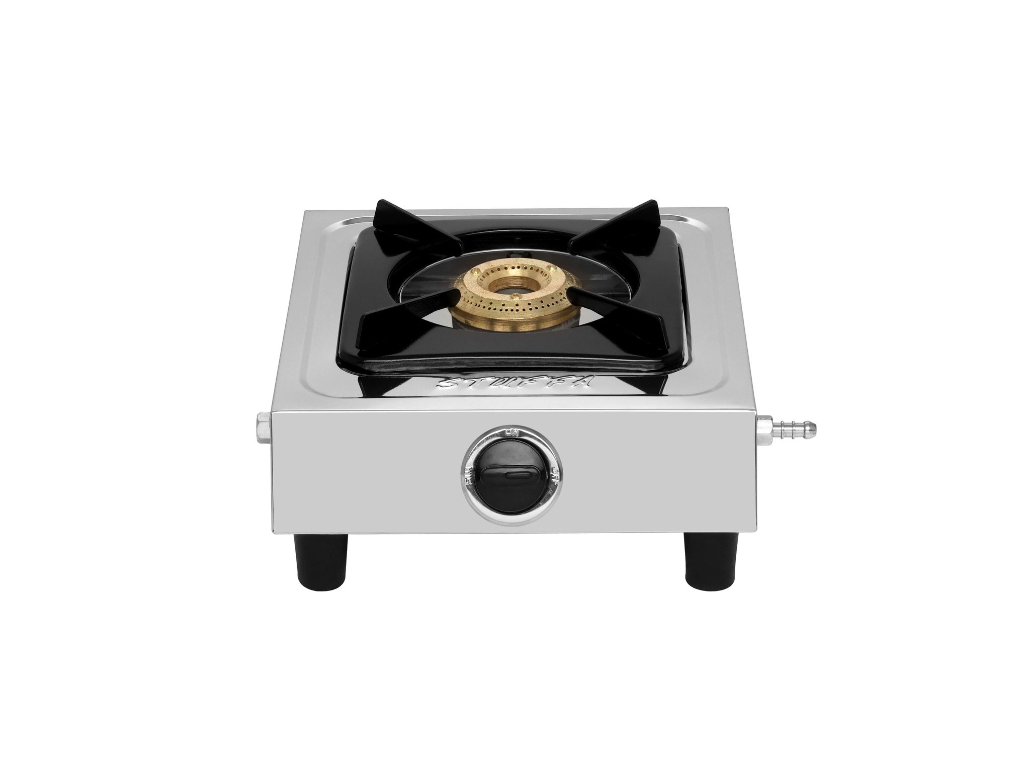 Surya Flame Single Gas Stove LPG 1 Burner Chulha Panther Stainless Steel Manual Stove, ISI & BIS Certified 2 Years Doorstep Warranty 