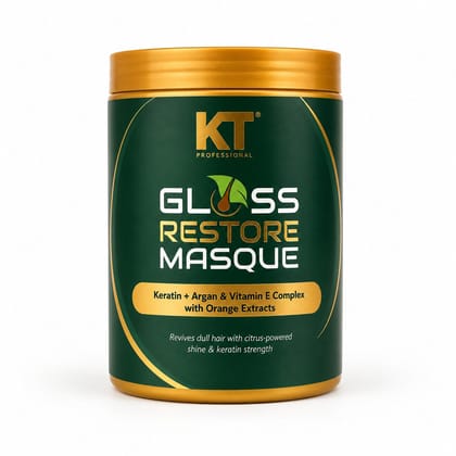 KT Professional Gloss Restore Masque, Keratin & Argan Oil Hair Mask for Smooth, Shiny & Frizz-Free Hair – 1000ml