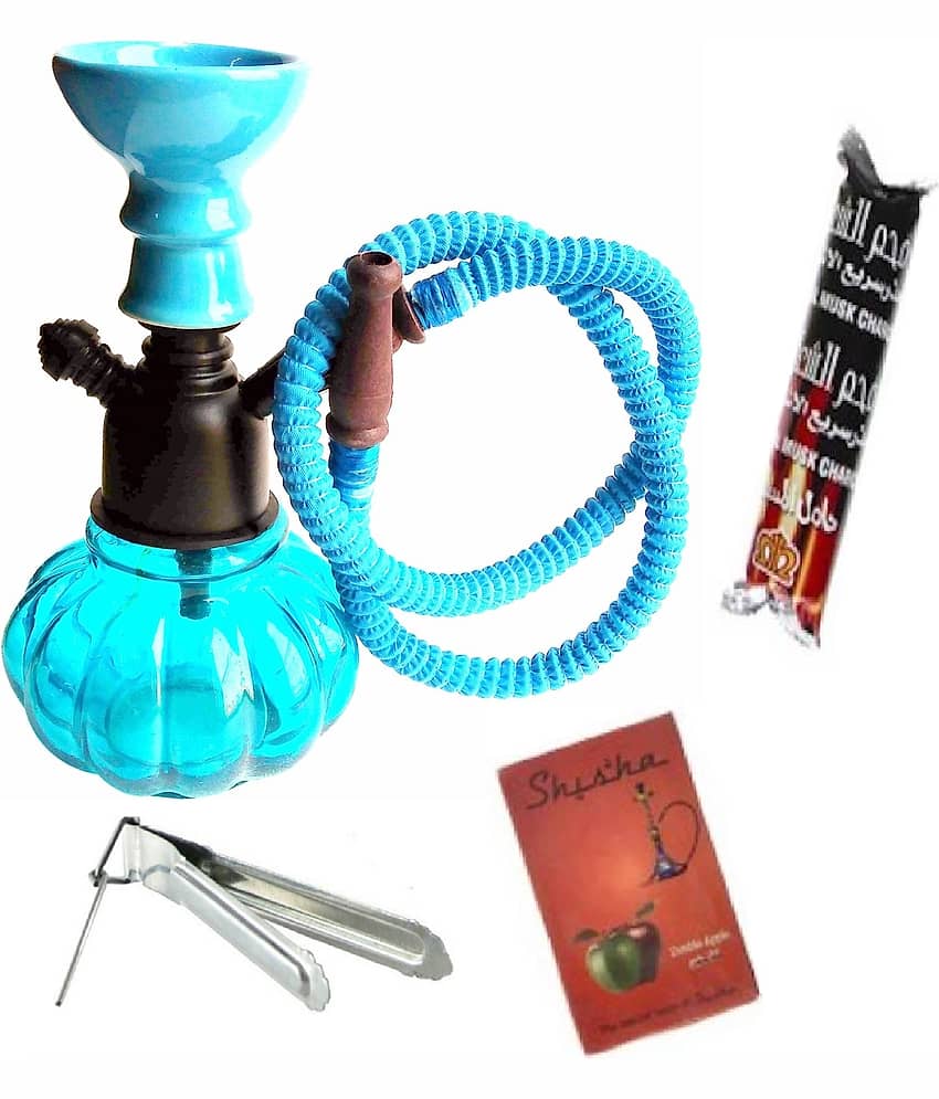 Being Nawab Blue 20 cm Glass Table Hookah - Pack of 4