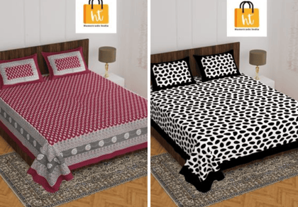 2201-Hometrade India- Standard Double Size (90*100 in )-Combo Double Bedsheet