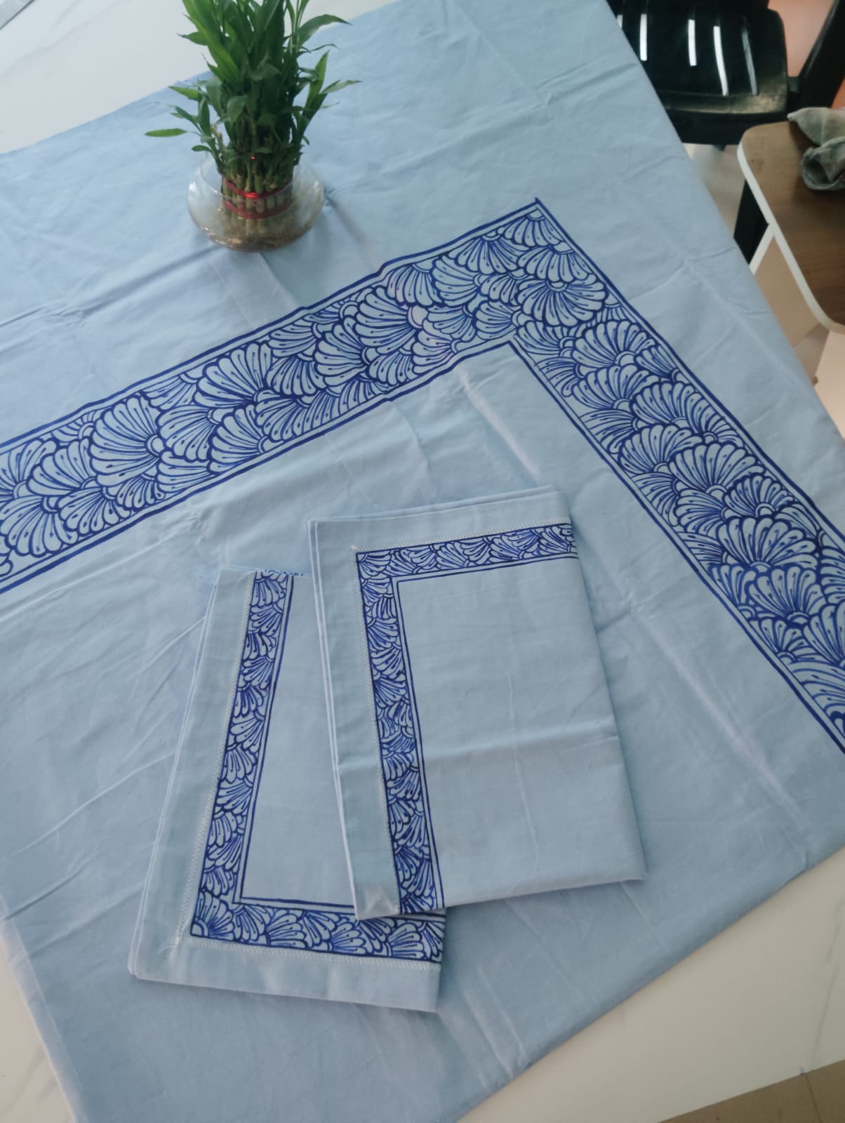 Double bed sheetHand painted, floral design