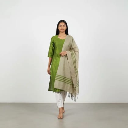 Parrot Green Mangalagiri Raw Silk Kurti with Buttas and Dupatta Parrot Green Mangalagiri Raw Silk Kurti with Buttas and Dupatta
