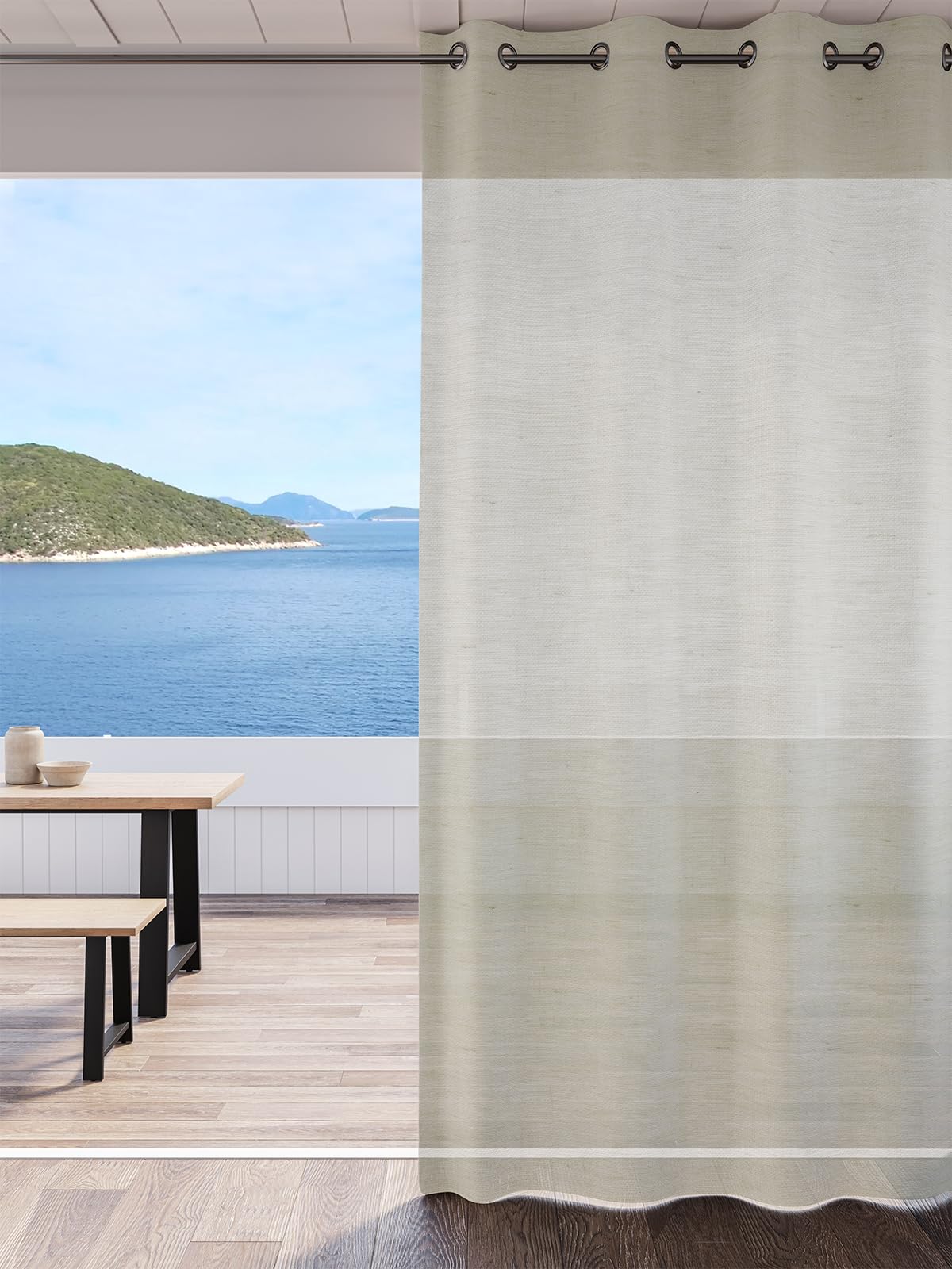 DDECOR - Pack of 1 Piece of 9FT Long Door Sheer Curtain, Beige