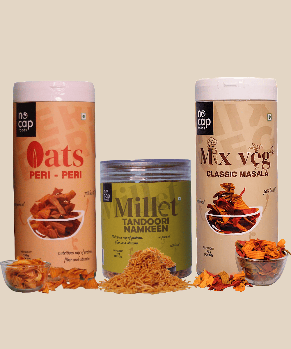 Combo | Oats Peri Peri Chips ,Millet Jalapeno Chips & Vanilla Sattu Shake 40gm (2)