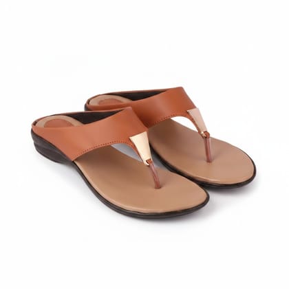 Tan Metallic Accent Flat Sandals