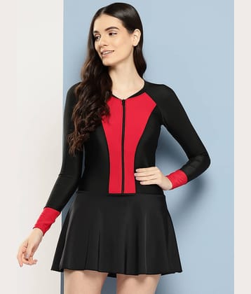 Aarika Nylon Black One Piece Swimsuit without Skirt - Single