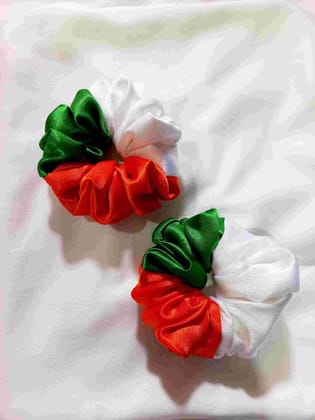 Tricolor Elastic Hair Scrunchies, Set of 2, for Girls, Women, Children Rubber Band  (Multicolor)