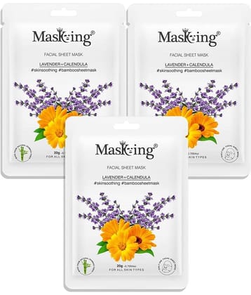 Masking Lavender & Calendula Bamboo Face Sheet Mask 80 ml Pack of 4
