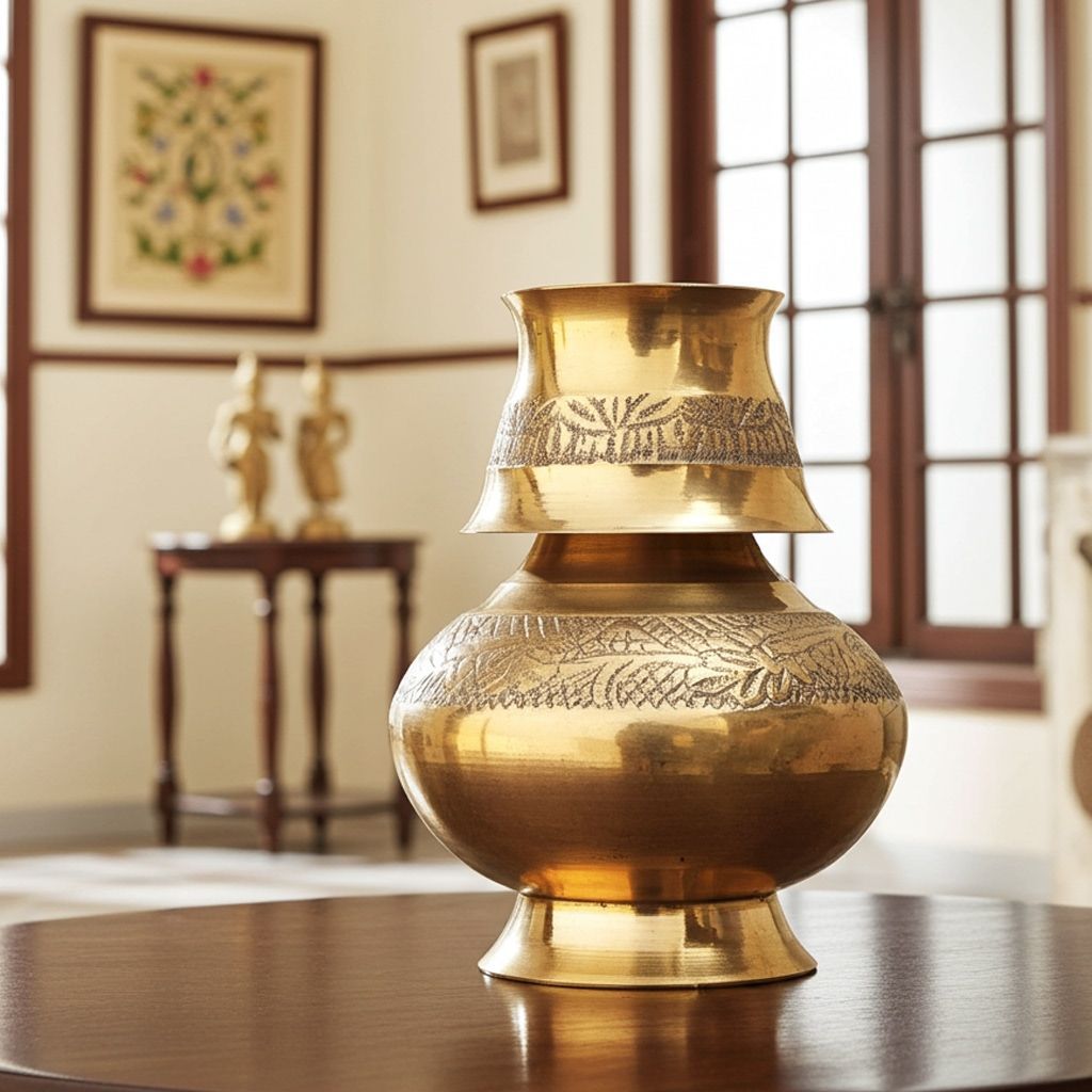 Brass Aftaba Surahi Showpiece � Vintage Decorative Home Accent, Height : 3.7 Inch (FMAS087)