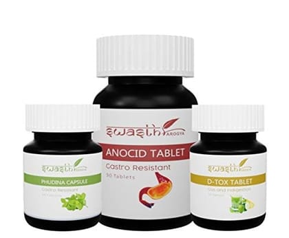 Swasth Arogya Acidity Combo || Acidity & Gastric | Digestion & Stomach Cramps || Combo of 1 Capsule & 2 Different Tablets Bottles