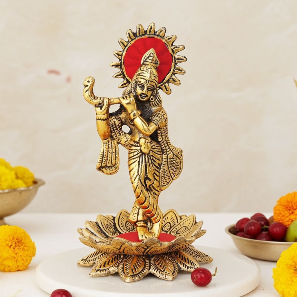 Aluminium Showpiece Krishna Statue (ASMAS200 G)