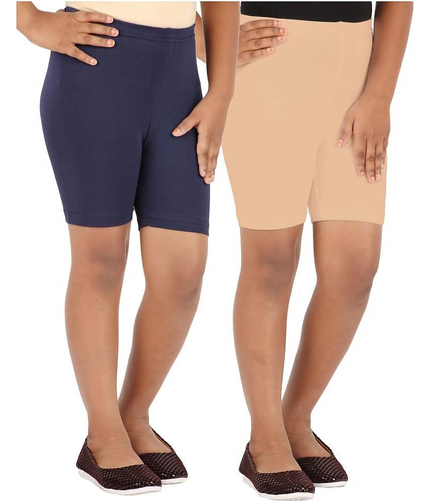 LULA Pack of 2 Girls Cotton Blend Cycling Shorts ( Multicolor )