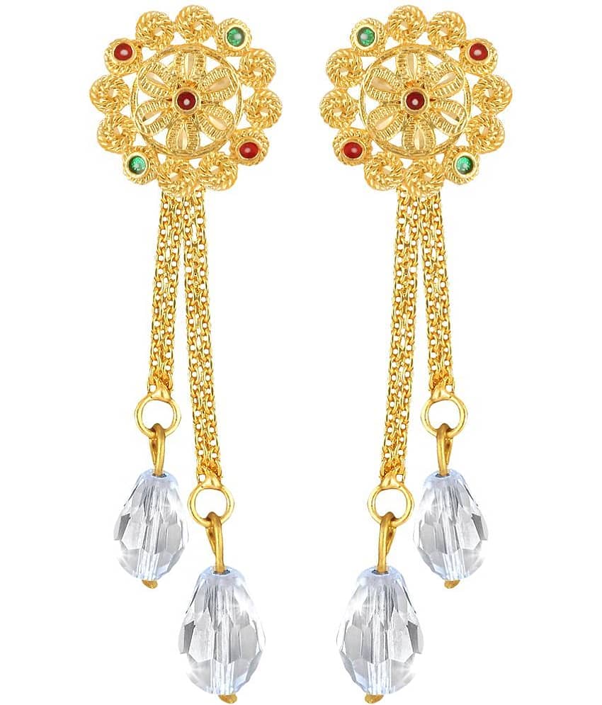 Vighnaharta Golden Drop Earrings ( Pack of 1 )