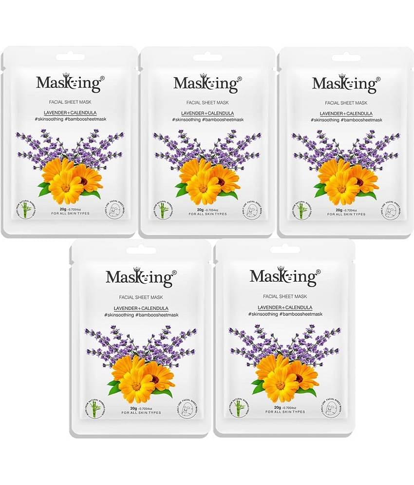 Masking Lavender & Calendula Bamboo Face Sheet Mask 80 ml Pack of 4