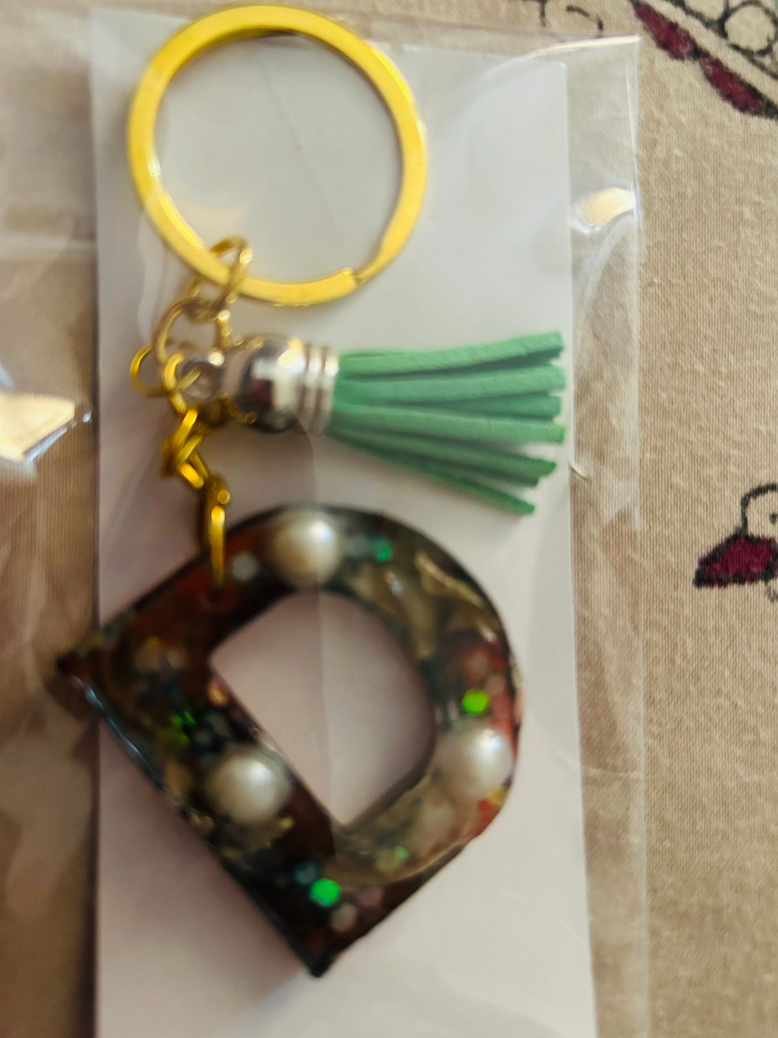 Resin keychain D alphabetical