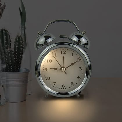 Plastic Body Twin Bell Table Alarm Clock With Brass Design Vintage Twin Bell Table Top Alarm Clock