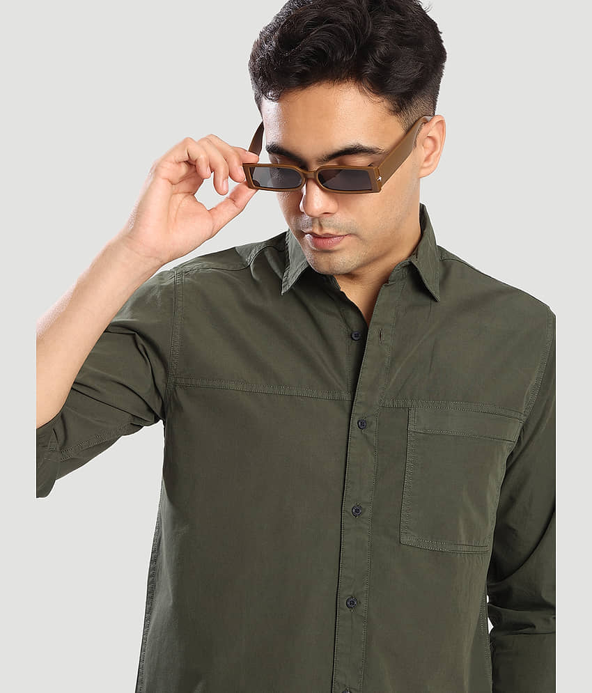 Bene Kleed 100% Cotton Regular Fit Solids Full Sleeves Men's Casual Shirt - Green ( Pack of 1 )