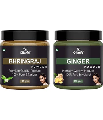 Oilanic 100% Pure Bhringraj Powder & Ginger Powder For Skincare Hair Mask 200 g Pack of 2