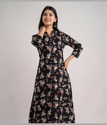 MAUKA - Black Rayon Women's A-line Kurti ( Pack of 1 )