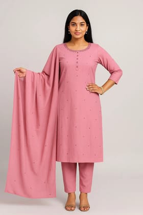 Jaipuri Pink Cotton Flex Kurti Pant Dupatta Set Jaipur Ethnic Wear for Women