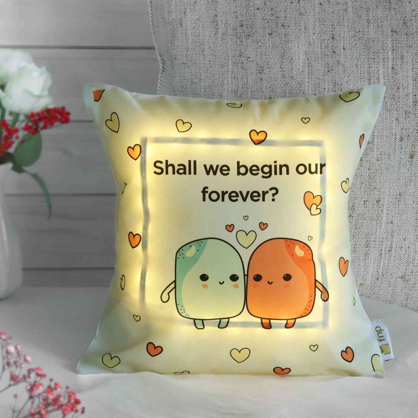 FNP LED Cushion - Printed Name Cushion - Romantic Keepsake for Home Decor & Valentine
