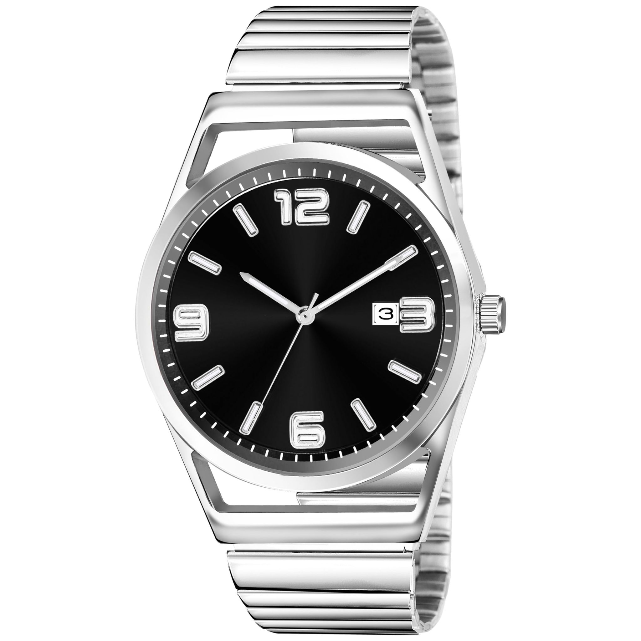 Black Dial Date Function Analog Watch for Men LR153